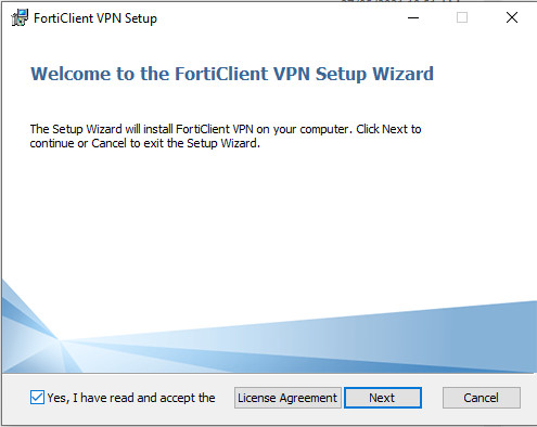 Once you have read the license agreement tick the box and click Next