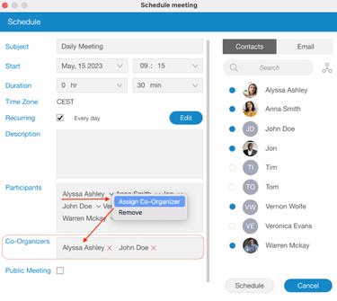 A screenshot of a schedule meeting

AI-generated content may be incorrect.